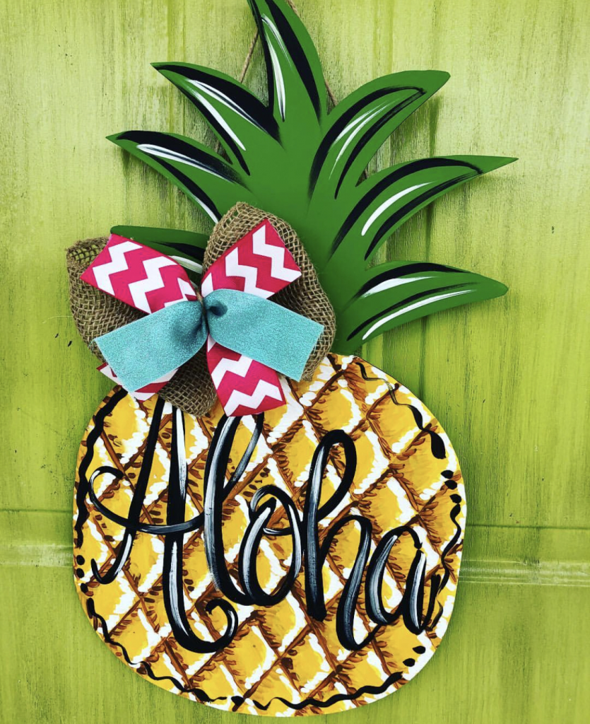 Pineapple Summer Painted DIY Door Hanger by Southern ADOORnments