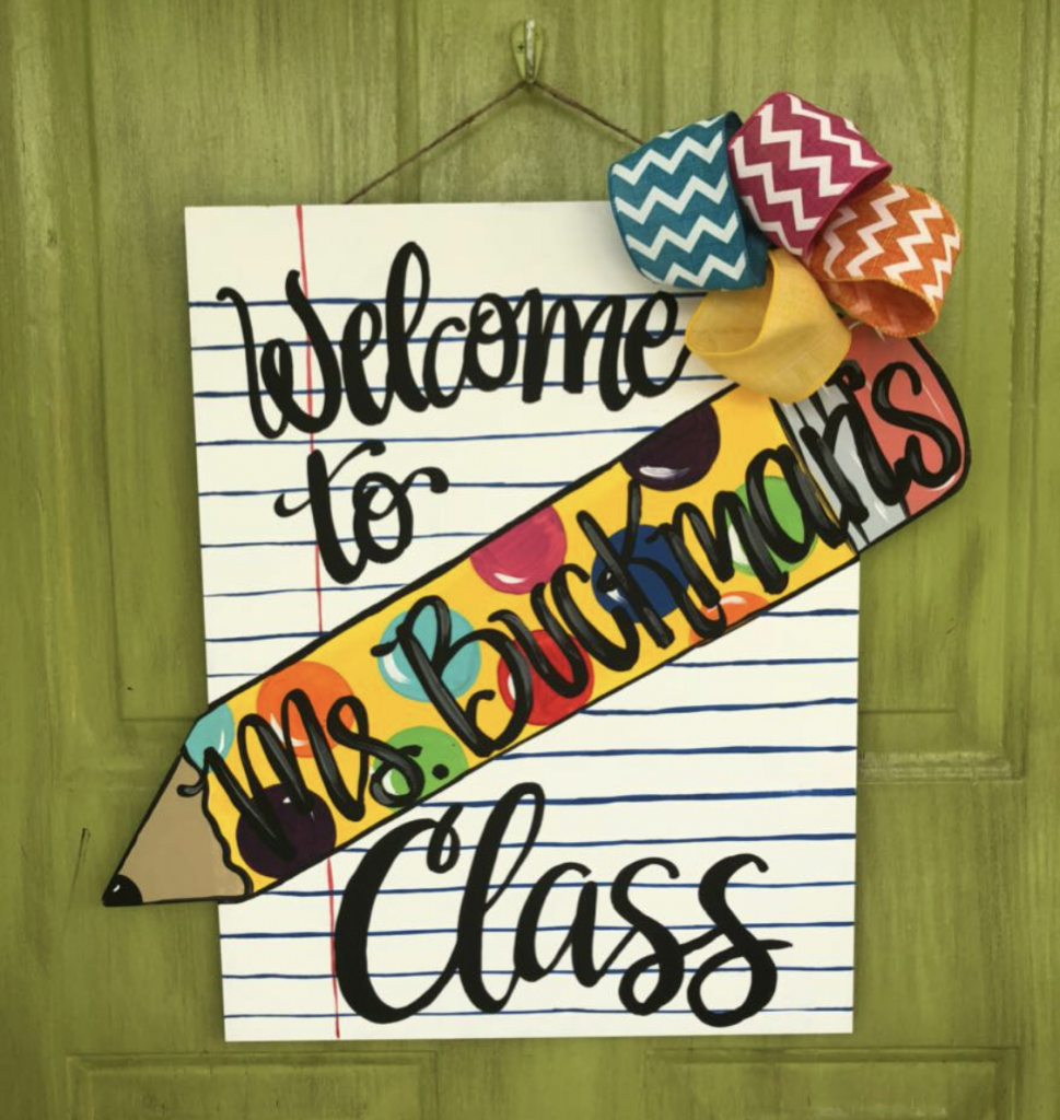 Back to School Welcome Pencil Teachers Classroom Door Hanger by Southern ADOORnments