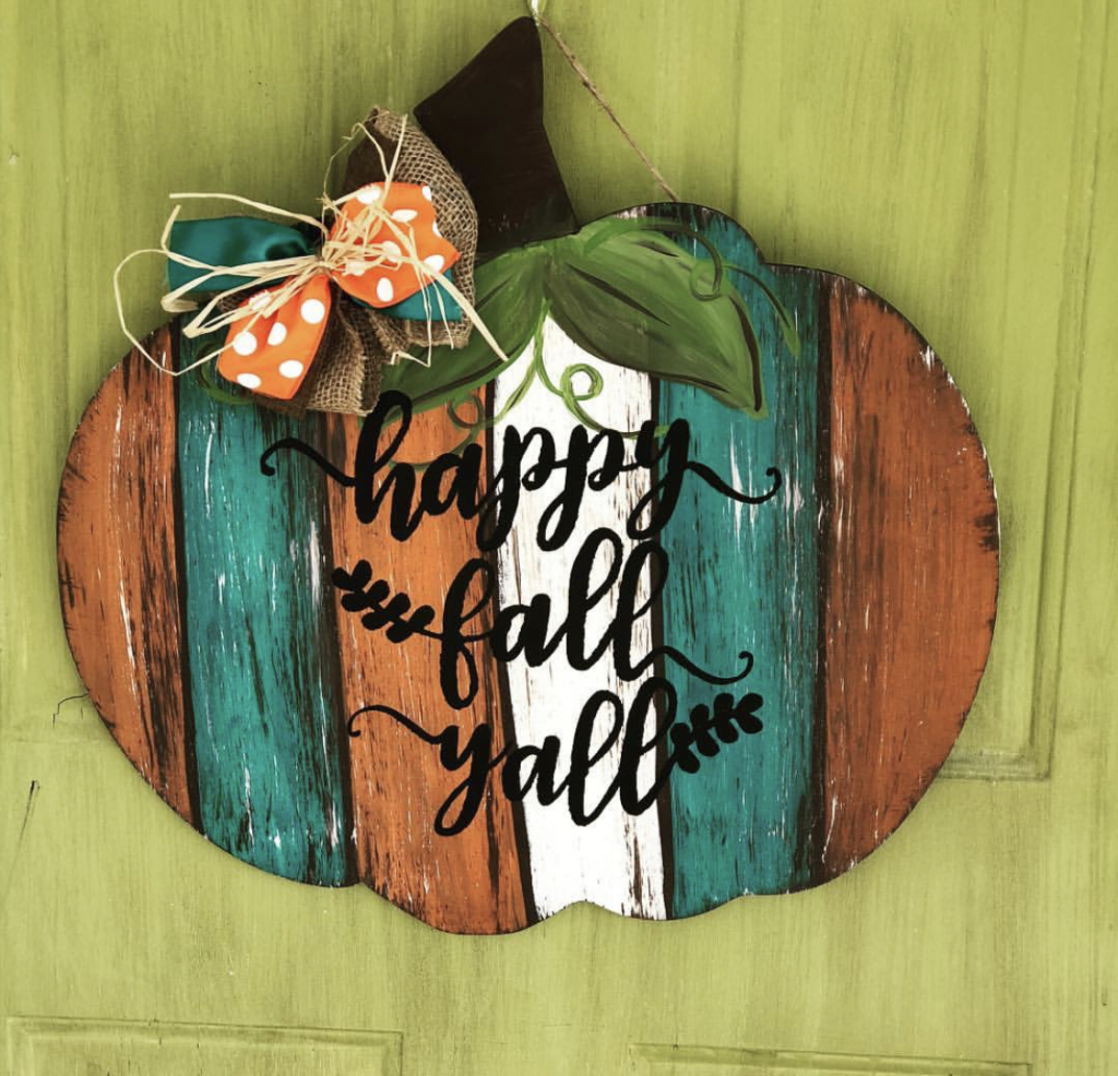 Happy Fall Yall Pumpkin Autumn Door Hanger by Southern ADOORnments