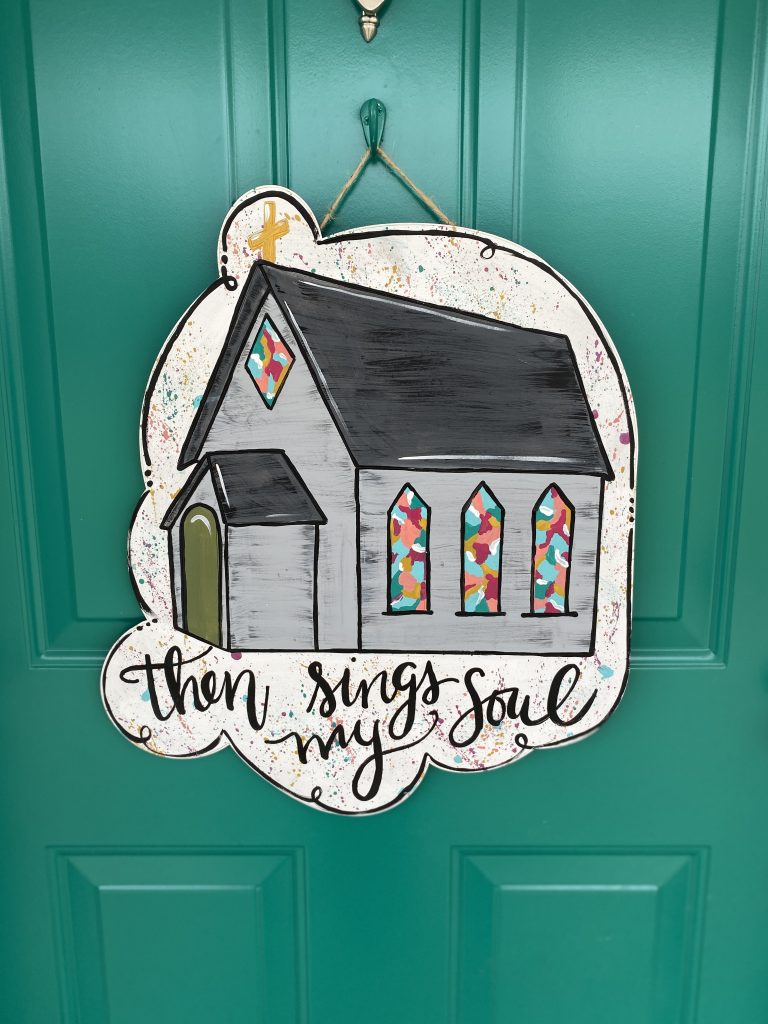 Door Stained Glass Then Sings My Soul Hymn Church Door Hanger