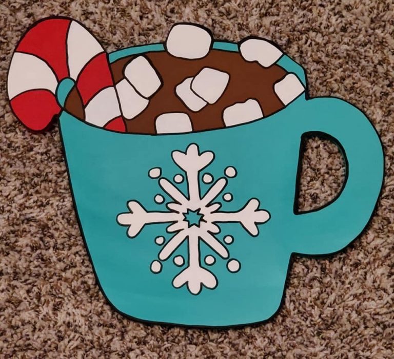 Painted Hot Chocolate Peppermint Cocoa Winter Painted Door Hanger