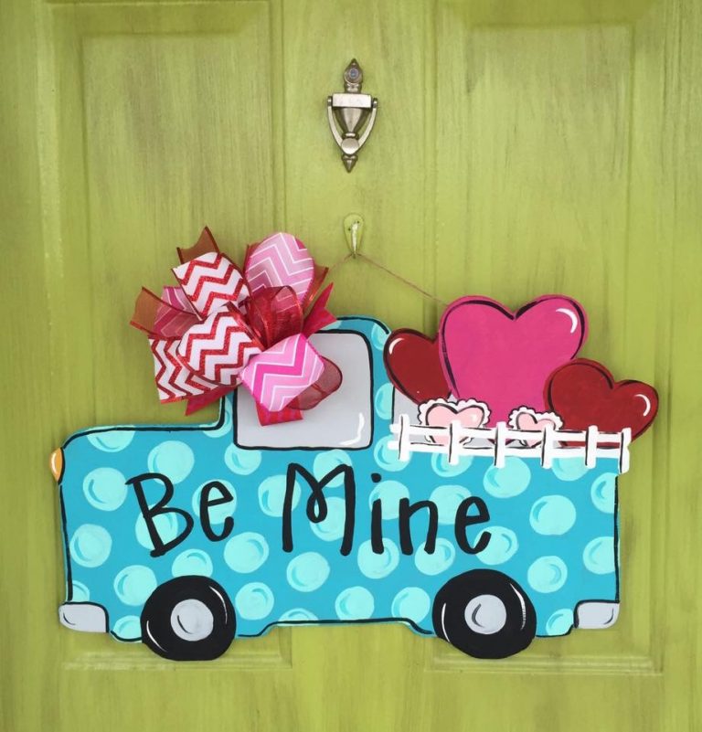 Be Mine Vintage Pickup Truck Valentine's Day Door Hanger