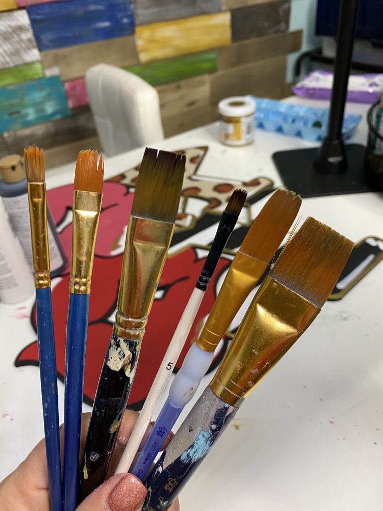 Paint Brushes for XOXO Valentine's Day Lips Door Hanger
