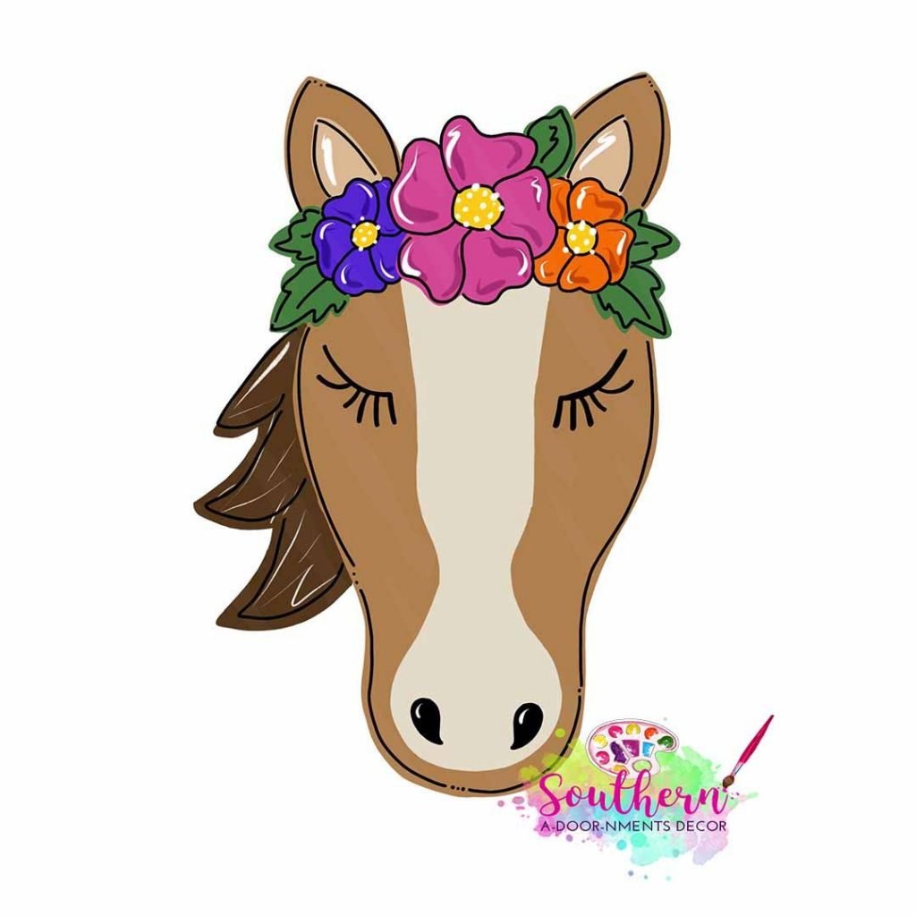 Sweet Horse Floral Door Hanger from Flower Farm Animals by Southern ADOORnments