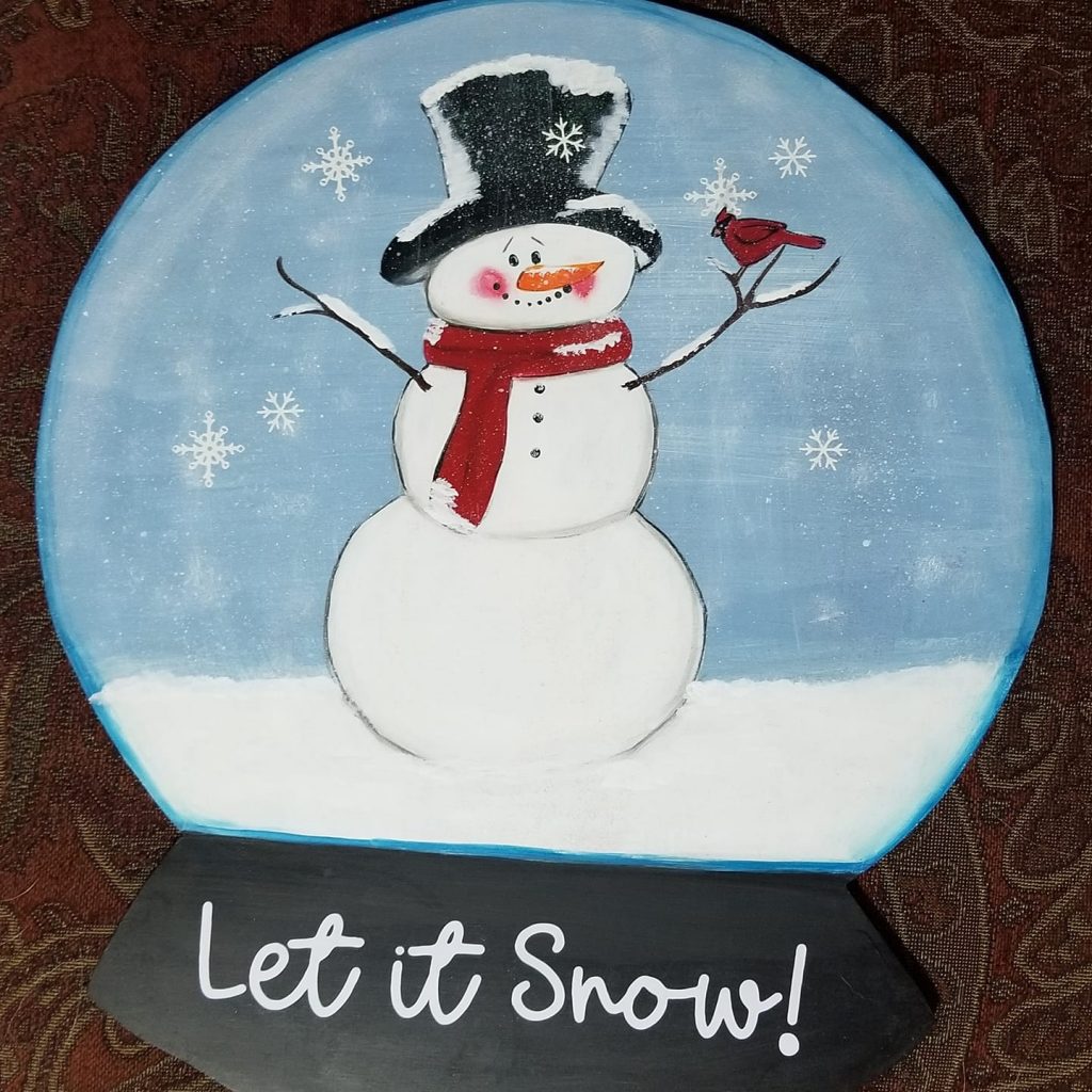 Let it Snow Door Hanger Painted by Marti Trivett