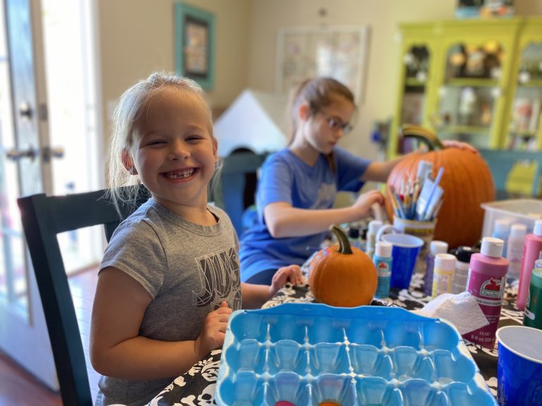 Kids Painting Pumpkins