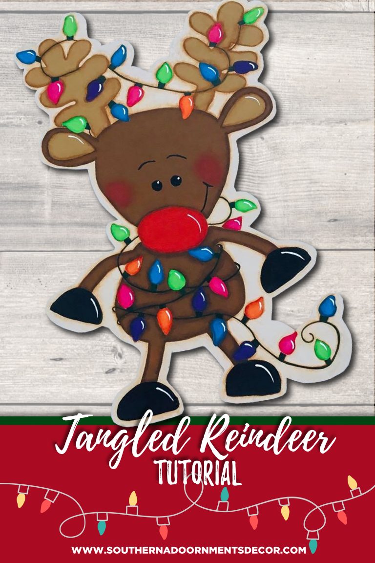 Tangled Rudolph Reindeer Painted Door Hanger