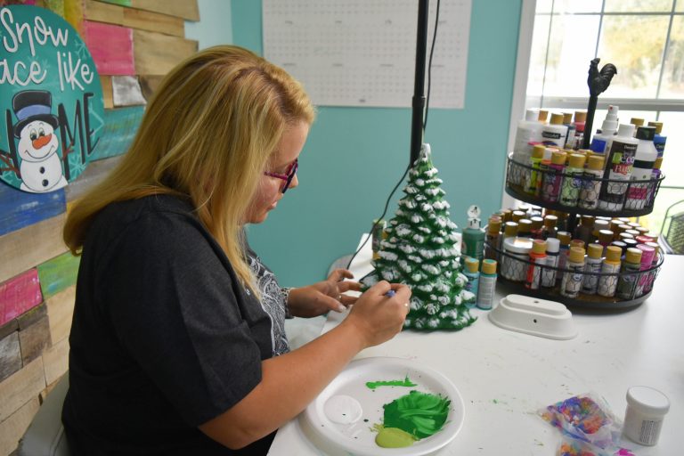 Tamara Bennett Painting the Ceramic Christmas Tree