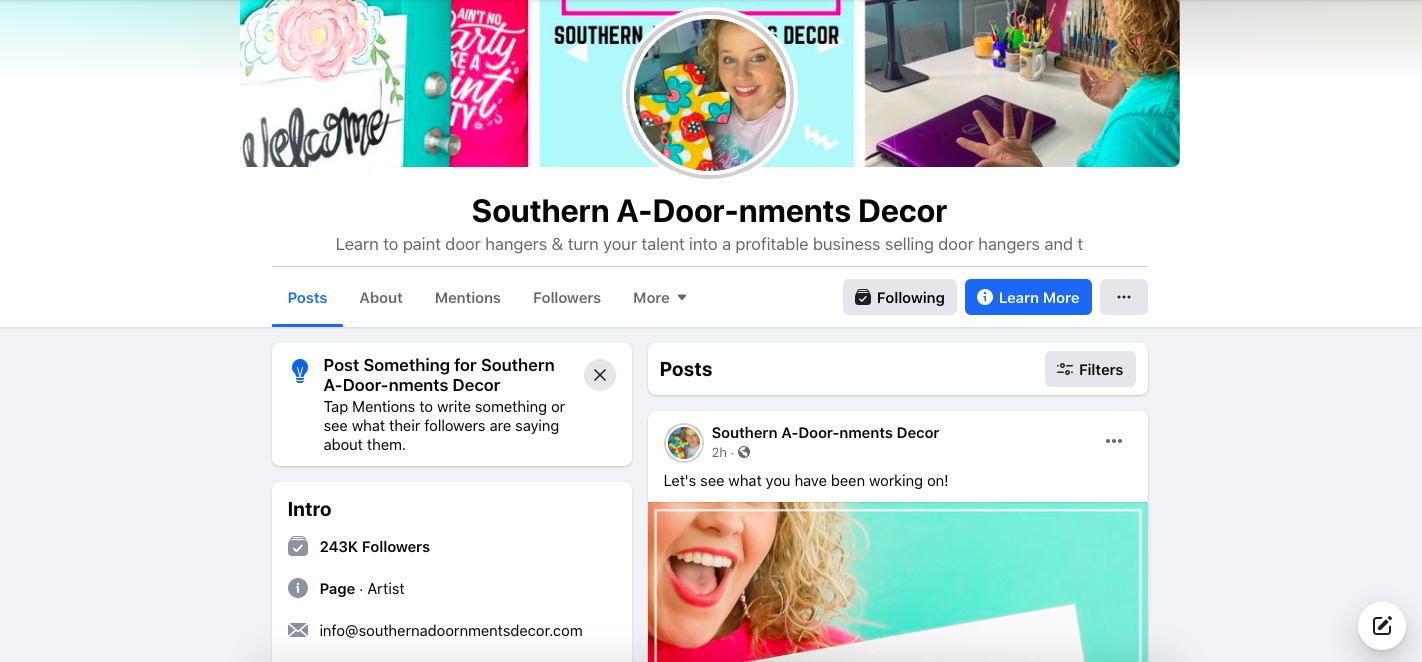 Southern A-Door-nments Facebook Page Screenshot