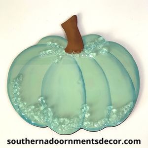 Blue Green Pumpkin with crystals and resin