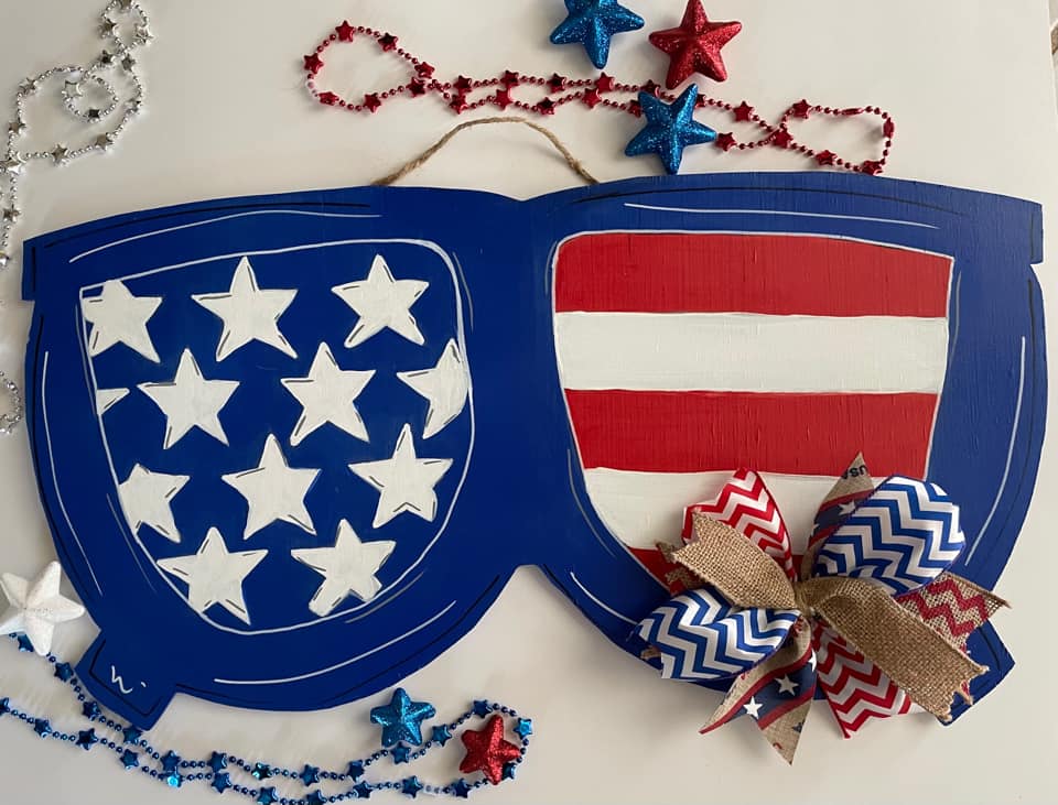 Patriotic Sunglasses painted by Pam Riche
