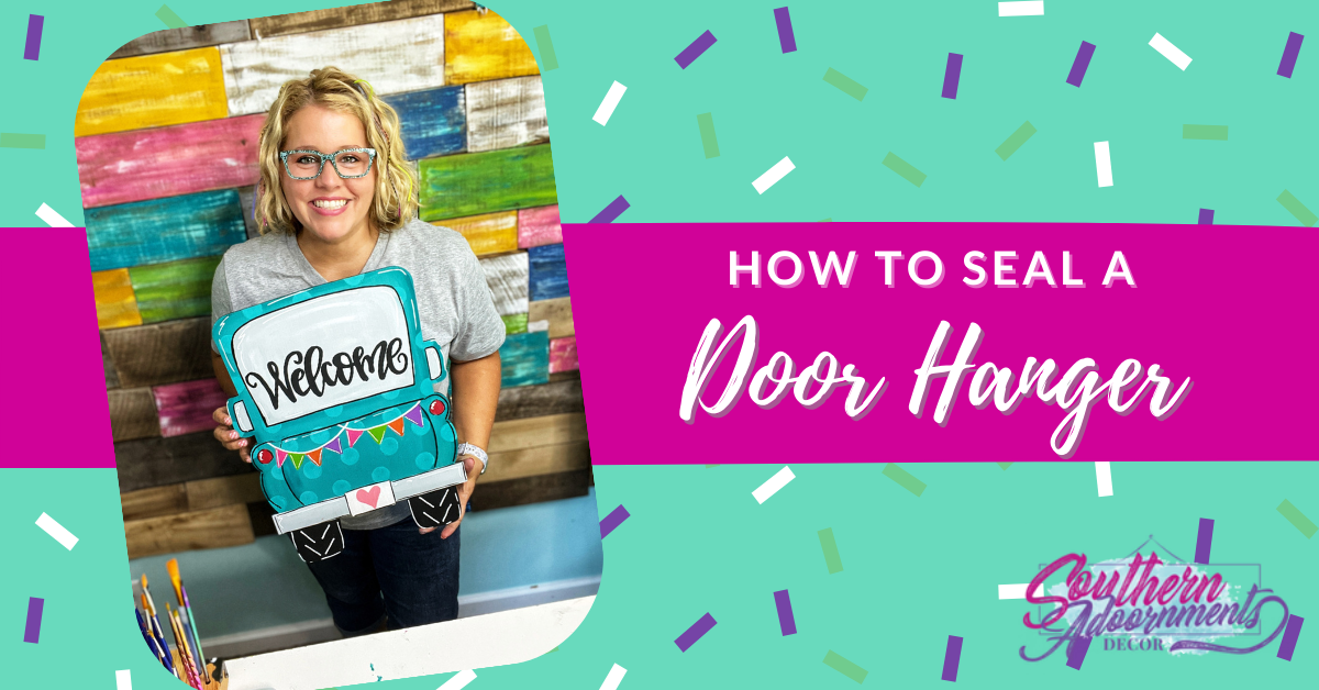 tamara holding a door hanger and how to seal it