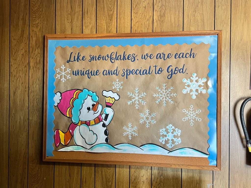 snowman banner hanging on the wall