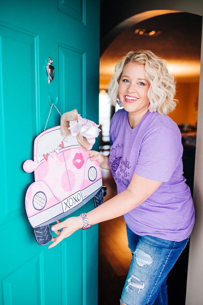 Tamara with pink door hanger