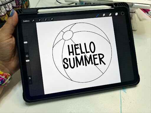 hello summer beach ball door hanger design on ipad