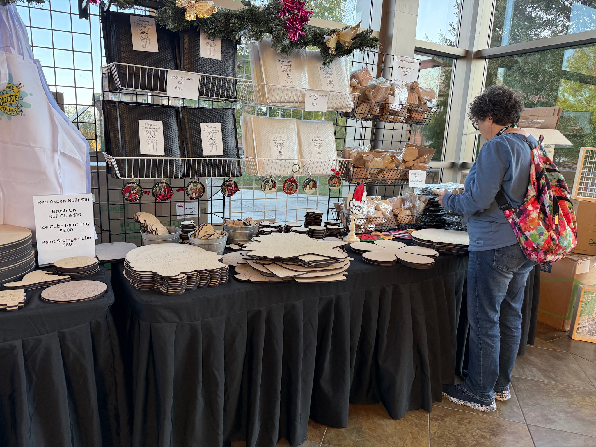 Vendor booth with door hanger blanks