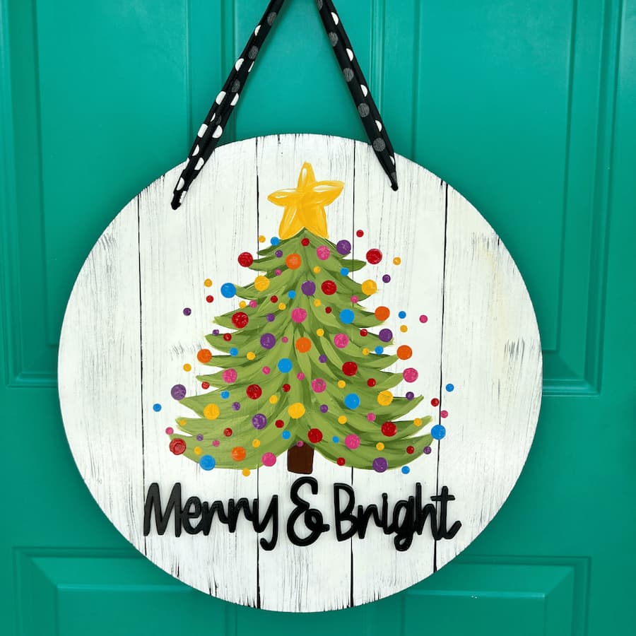 Merry Bright Green Door Merry & Bright door hanger
